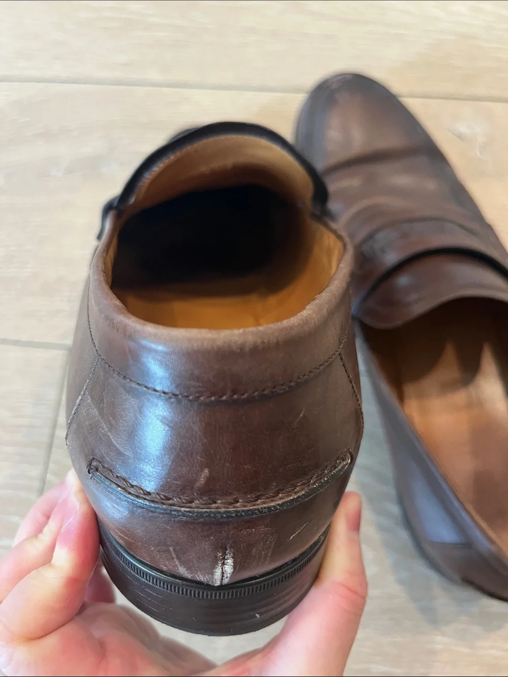 Gucci Brown Leather Horsebit Embossed Slip On Loafers Size 9 Men’s
